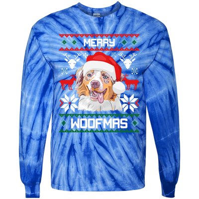 Australian Shepherd Gift For Merry Christmas Woofmas Clothes Cool Gift Tie-Dye Long Sleeve Shirt