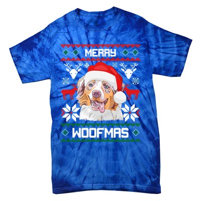 Australian Shepherd Gift For Merry Christmas Woofmas Clothes Cool Gift Tie-Dye T-Shirt