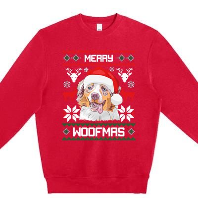 Australian Shepherd Gift For Merry Christmas Woofmas Clothes Cool Gift Premium Crewneck Sweatshirt