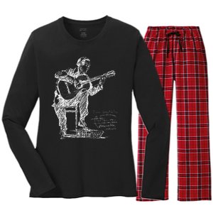 Anders Segovia Guitarist Classical Guitar Musicians Women's Long Sleeve Flannel Pajama Set 