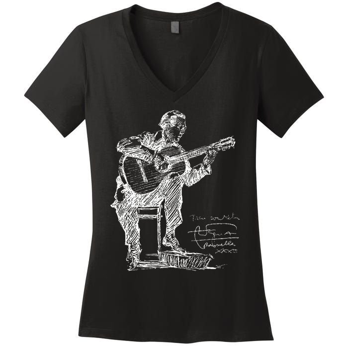 Anders Segovia Guitarist Classical Guitar Musicians Women's V-Neck T-Shirt