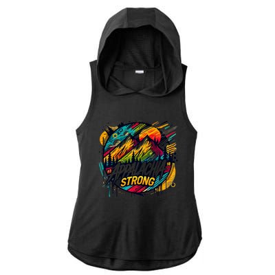 Appalachia Strong Graffiti Ladies PosiCharge Tri-Blend Wicking Draft Hoodie Tank