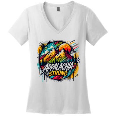 Appalachia Strong Graffiti Women's V-Neck T-Shirt