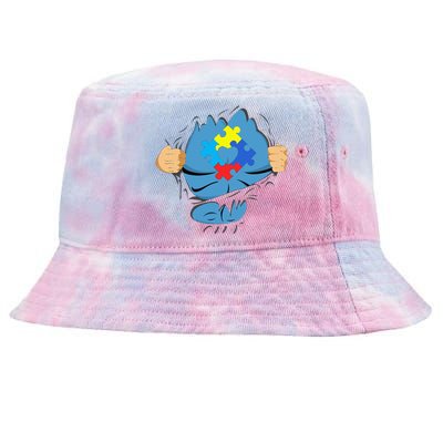 Autism Superhero Gift For Dad Autism Awareness Gift Tie-Dyed Bucket Hat