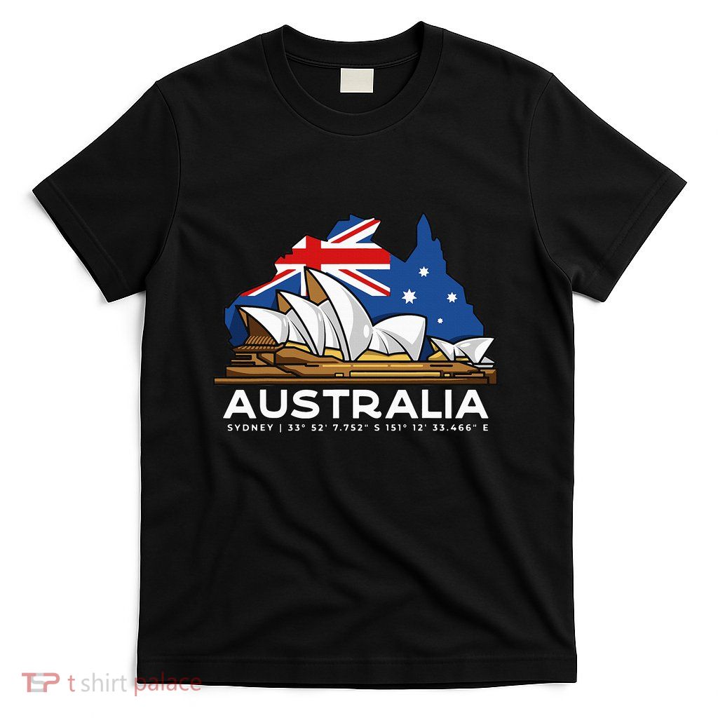 Australia Sydney Gps Coordinates Opera House T-Shirt