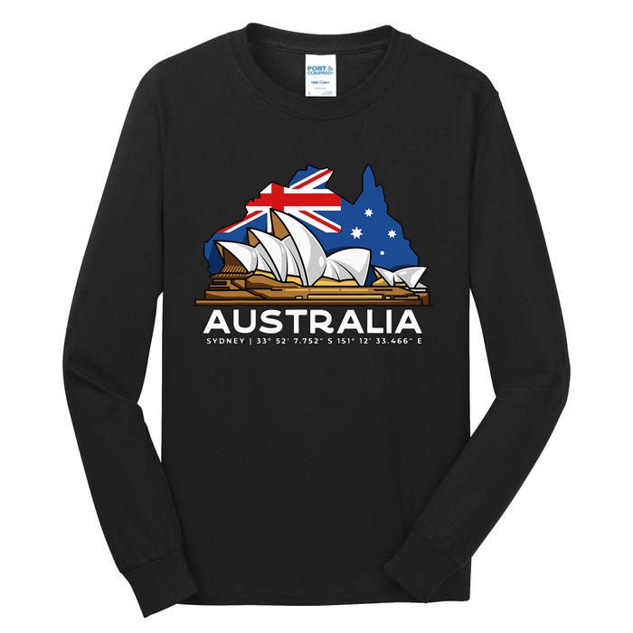 Australia Sydney Gps Coordinates Opera House Tall Long Sleeve T-Shirt