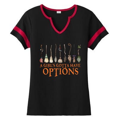 A S Gotta Have Options With Witch Broom Halloween Gift Ladies Halftime Notch Neck Tee