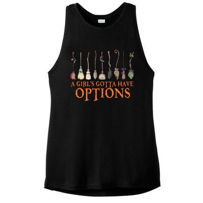 A S Gotta Have Options With Witch Broom Halloween Gift Ladies PosiCharge Tri-Blend Wicking Tank