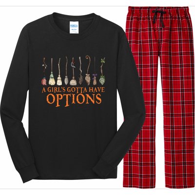 A S Gotta Have Options With Witch Broom Halloween Gift Long Sleeve Pajama Set