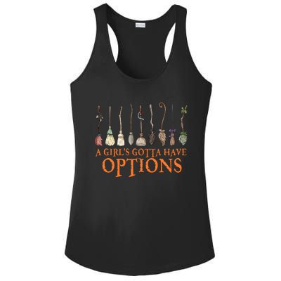 A S Gotta Have Options With Witch Broom Halloween Gift Ladies PosiCharge Competitor Racerback Tank