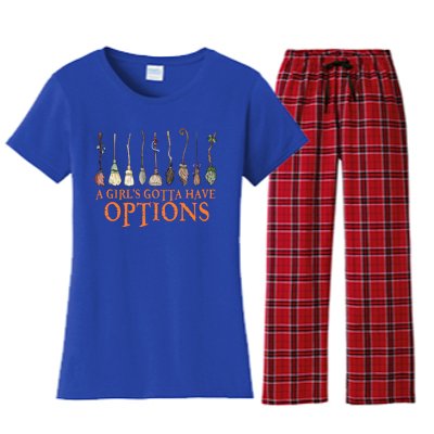 A S Gotta Have Options With Witch Broom Halloween Gift Women's Flannel Pajama Set