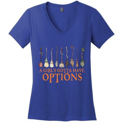 A S Gotta Have Options With Witch Broom Halloween Gift Women's V-Neck T-Shirt