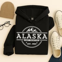 Alaska Souvenir Gift With A Vintage Style Mountain Design Hoodie