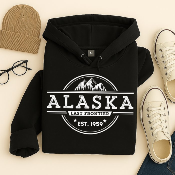 Alaska Souvenir Gift With A Vintage Style Mountain Design Hoodie