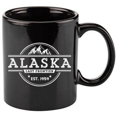 Alaska Souvenir Gift With A Vintage Style Mountain Design 11oz C Handle Ceramic Mug