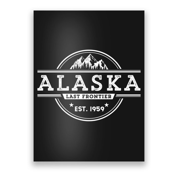 Alaska Souvenir Gift With A Vintage Style Mountain Design Poster