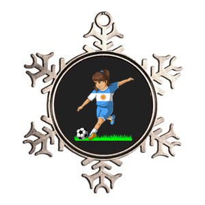 Argentinian Soccer Girl Argentina Flag Jersey Football Fans Metallic Star Ornament