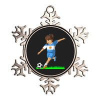 Argentinian Soccer Girl Argentina Flag Jersey Football Fans Metallic Star Ornament