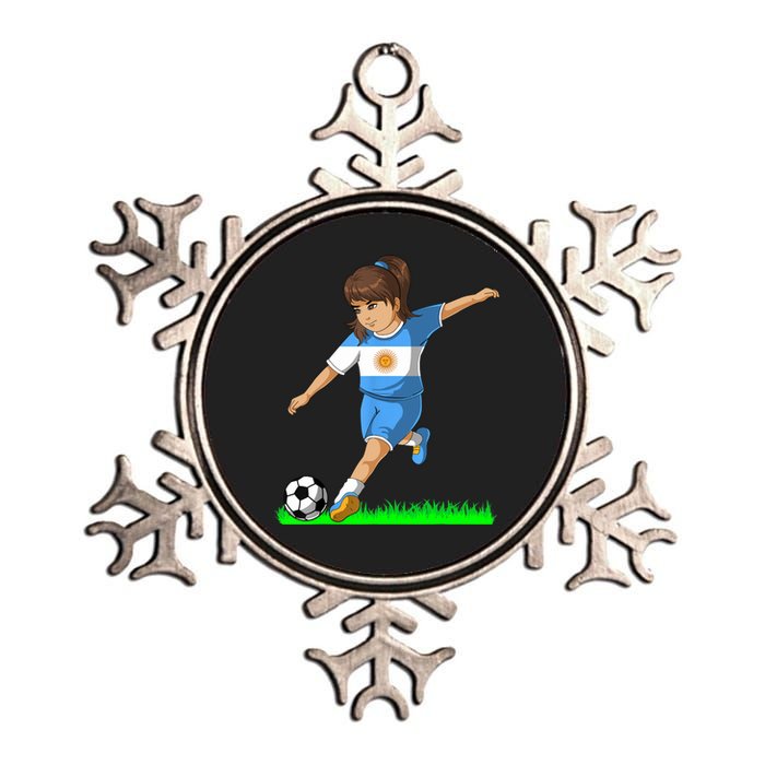 Argentinian Soccer Girl Argentina Flag Jersey Football Fans Metallic Star Ornament