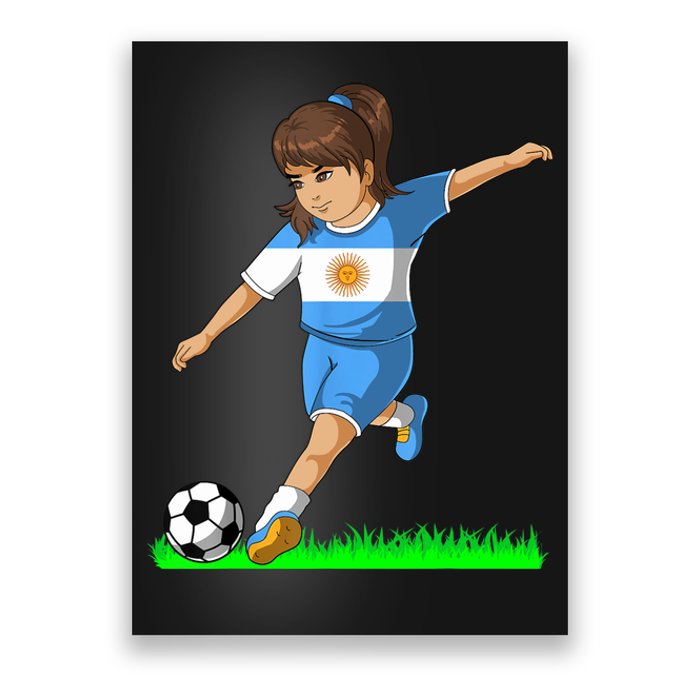 Argentinian Soccer Girl Argentina Flag Jersey Football Fans Poster