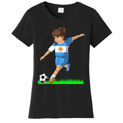 Argentinian Soccer Girl Argentina Flag Jersey Football Fans Women's T-Shirt