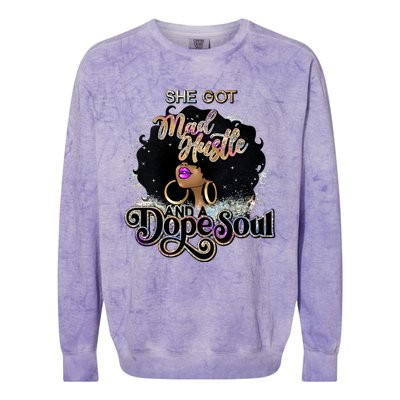 Afro She Got Mad Hustle And A Dope Soul Girl Boss Mom Boss Dope Soul Colorblast Crewneck Sweatshirt