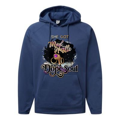 Afro She Got Mad Hustle And A Dope Soul Girl Boss Mom Boss Dope Soul Performance Fleece Hoodie