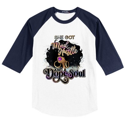 Afro She Got Mad Hustle And A Dope Soul Girl Boss Mom Boss Dope Soul Baseball Sleeve Shirt