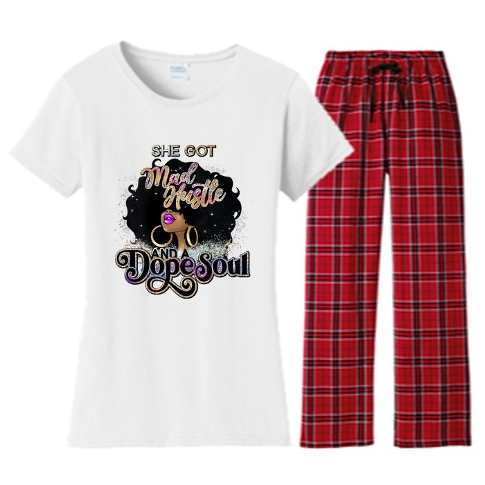 Afro She Got Mad Hustle And A Dope Soul Girl Boss Mom Boss Dope Soul Women's Flannel Pajama Set