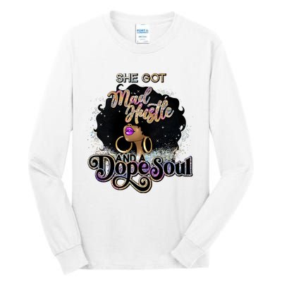 Afro She Got Mad Hustle And A Dope Soul Girl Boss Mom Boss Dope Soul Tall Long Sleeve T-Shirt