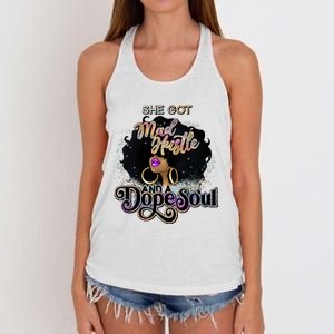 Afro She Got Mad Hustle And A Dope Soul Girl Boss Mom Boss Dope Soul Women's Knotted Racerback Tank