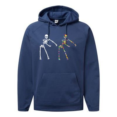 Autism Skeleton Gift Ns Flossing Dabbing Dance Performance Fleece Hoodie