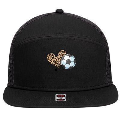 America Soccer Game Day Vibes Soccer Mom Leopard Meaningful Gift 7 Panel Mesh Trucker Snapback Hat