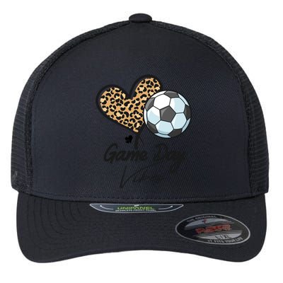 America Soccer Game Day Vibes Soccer Mom Leopard Meaningful Gift Flexfit Unipanel Trucker Cap