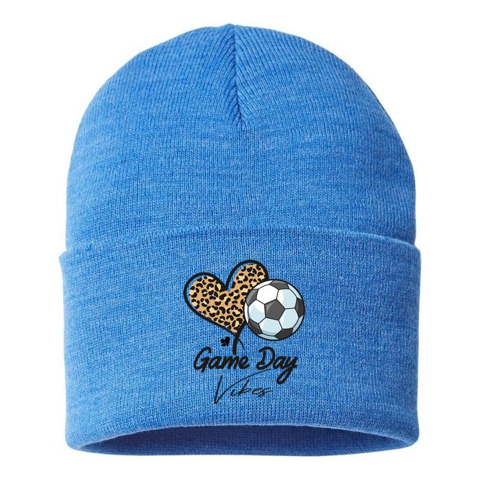 America Soccer Game Day Vibes Soccer Mom Leopard Meaningful Gift Sustainable Knit Beanie