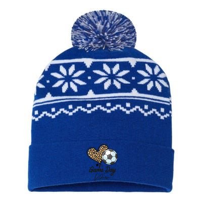 America Soccer Game Day Vibes Soccer Mom Leopard Meaningful Gift USA-Made Snowflake Beanie