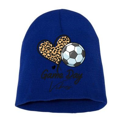 America Soccer Game Day Vibes Soccer Mom Leopard Meaningful Gift Short Acrylic Beanie