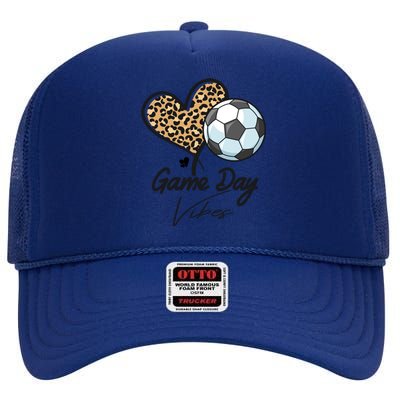 America Soccer Game Day Vibes Soccer Mom Leopard Meaningful Gift High Crown Mesh Back Trucker Hat