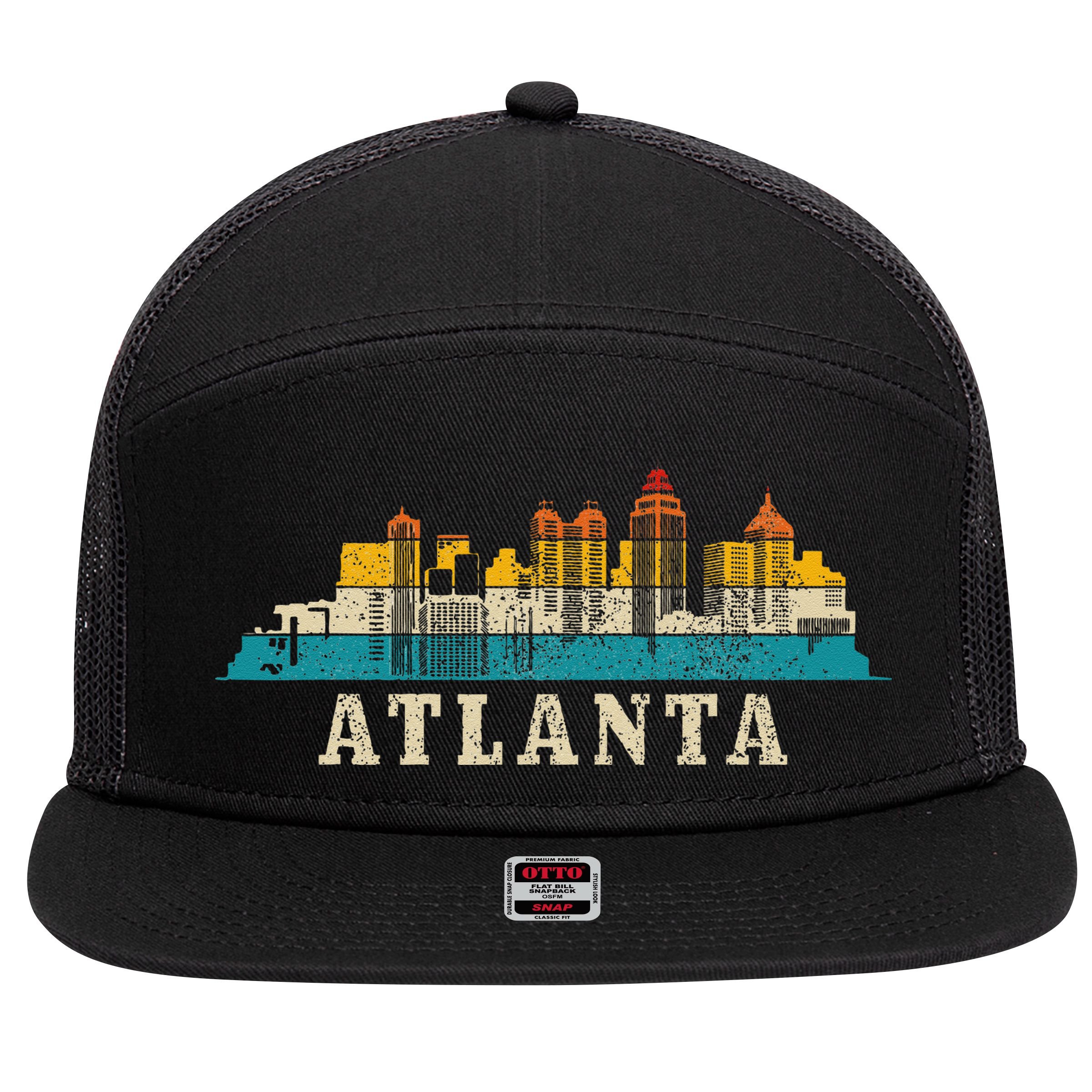 Atlanta Skyline Georgia ATL Vintage Pride Retro 7 Panel Mesh Trucker Snapback Hat