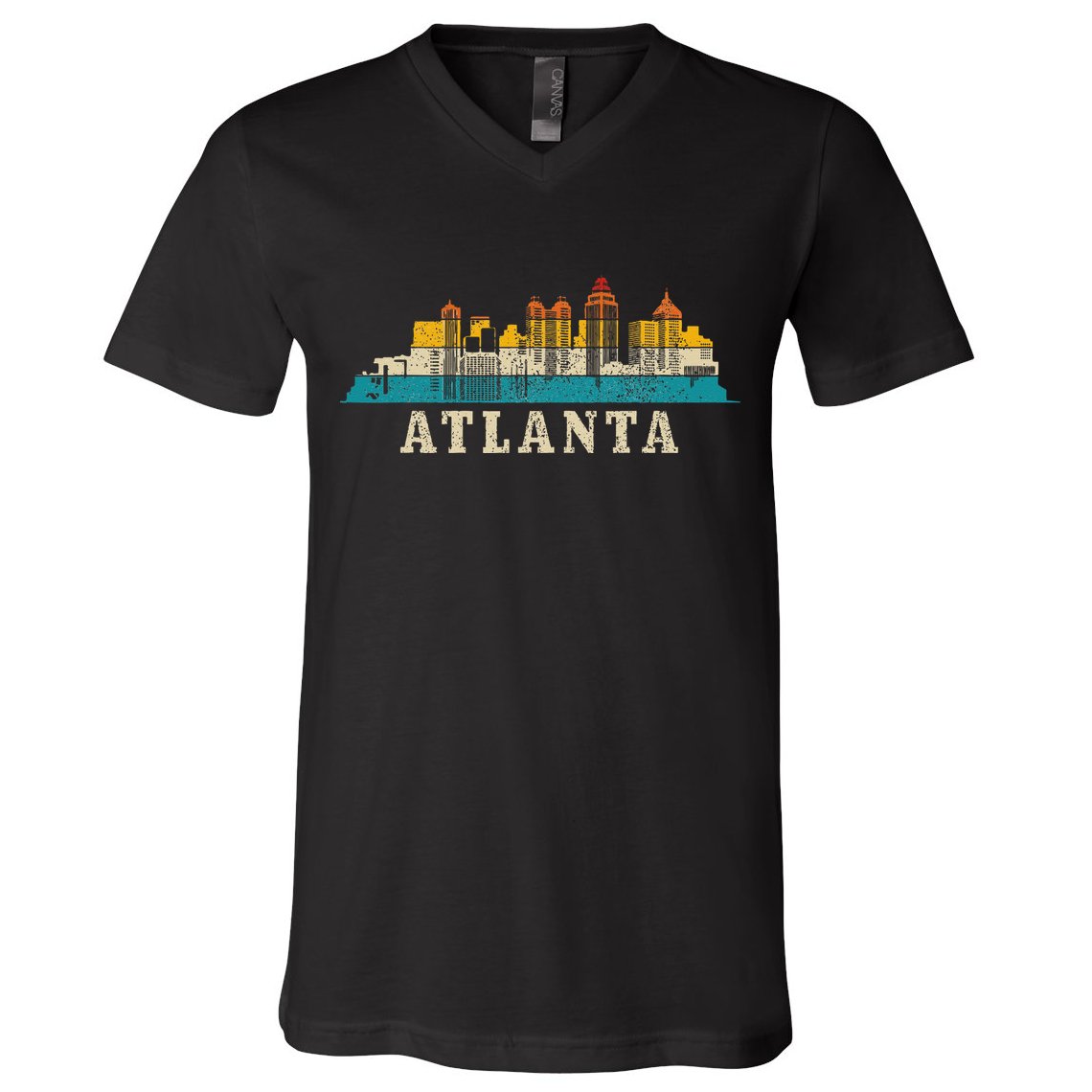 Atlanta Skyline Georgia ATL Vintage Pride Retro V-Neck T-Shirt