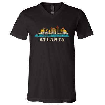 Atlanta Skyline Georgia ATL Vintage Pride Retro V-Neck T-Shirt