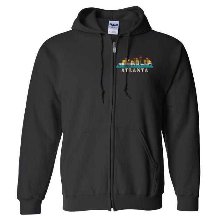 Atlanta Skyline Georgia ATL Vintage Pride Retro Full Zip Hoodie