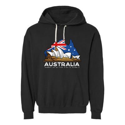 Australia Sydney Gps Coordinates Opera House Garment-Dyed Fleece Hoodie