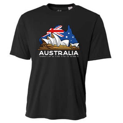 Australia Sydney Gps Coordinates Opera House Cooling Performance Crew T-Shirt