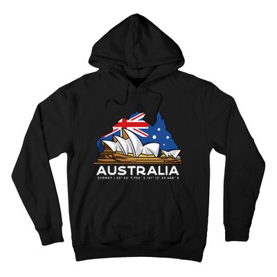 Australia Sydney Gps Coordinates Opera House Hoodie