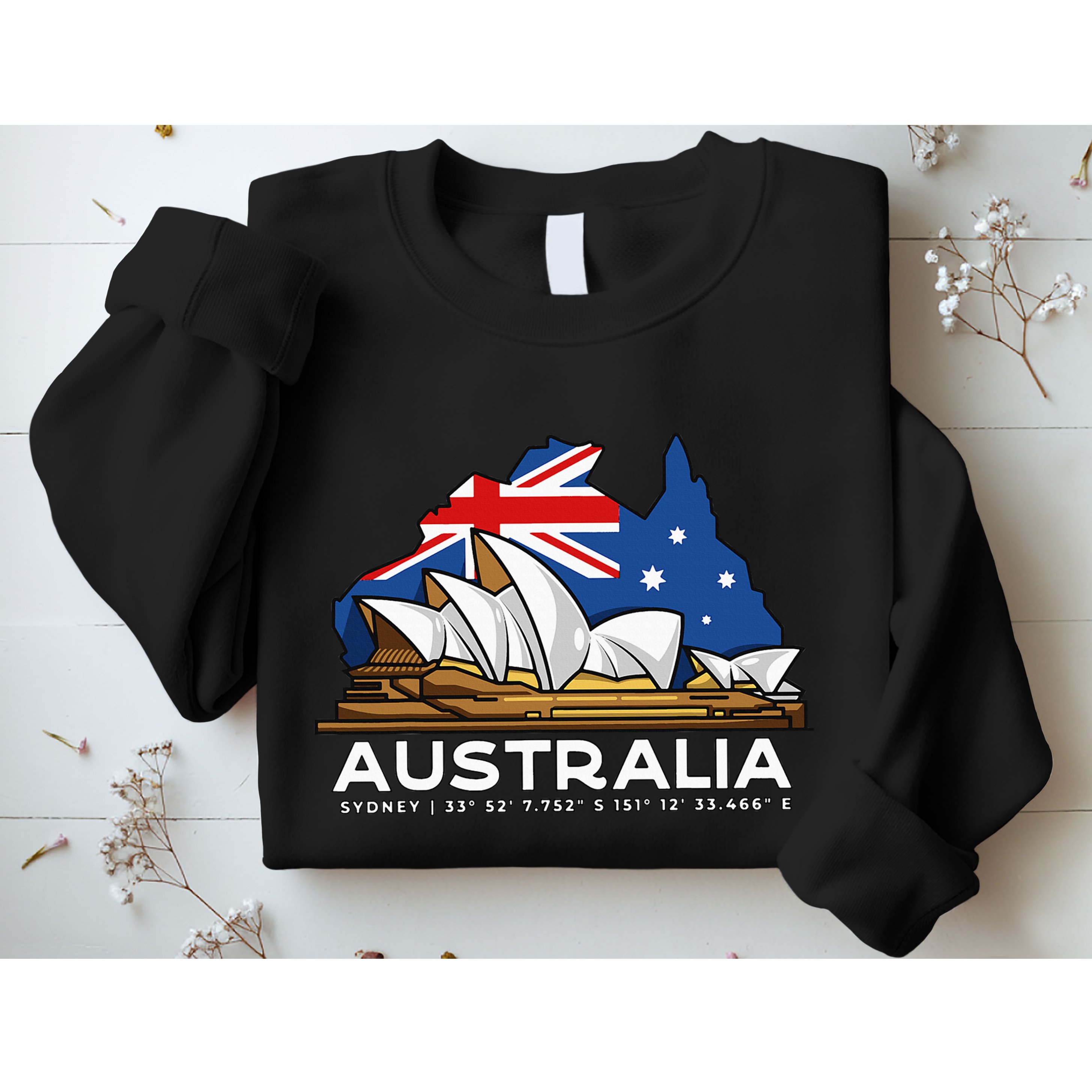 Australia Sydney Gps Coordinates Opera House Sweatshirt