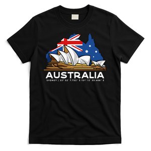 Australia Sydney Gps Coordinates Opera House T-Shirt