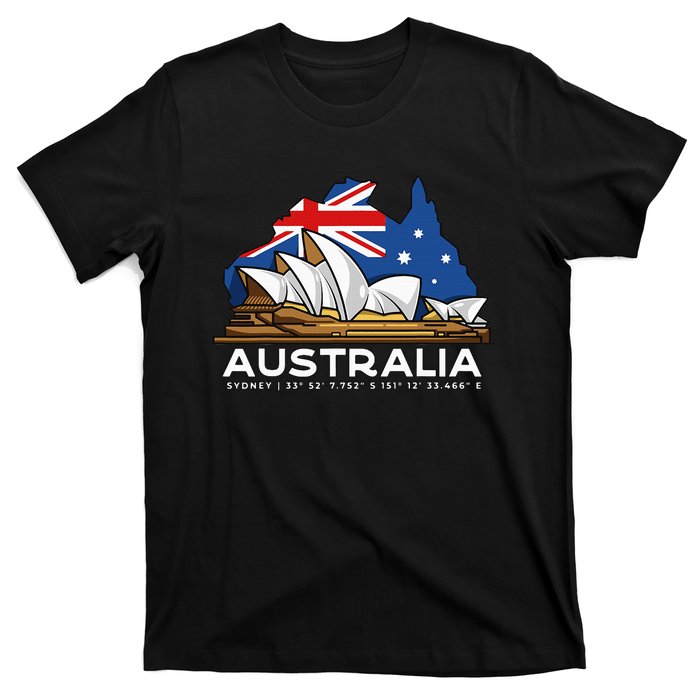 Australia Sydney Gps Coordinates Opera House T-Shirt