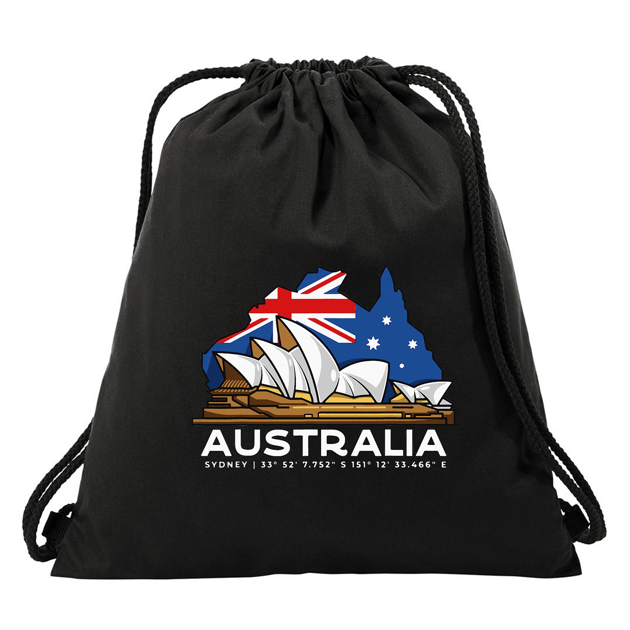 Australia Sydney Gps Coordinates Opera House Drawstring Bag