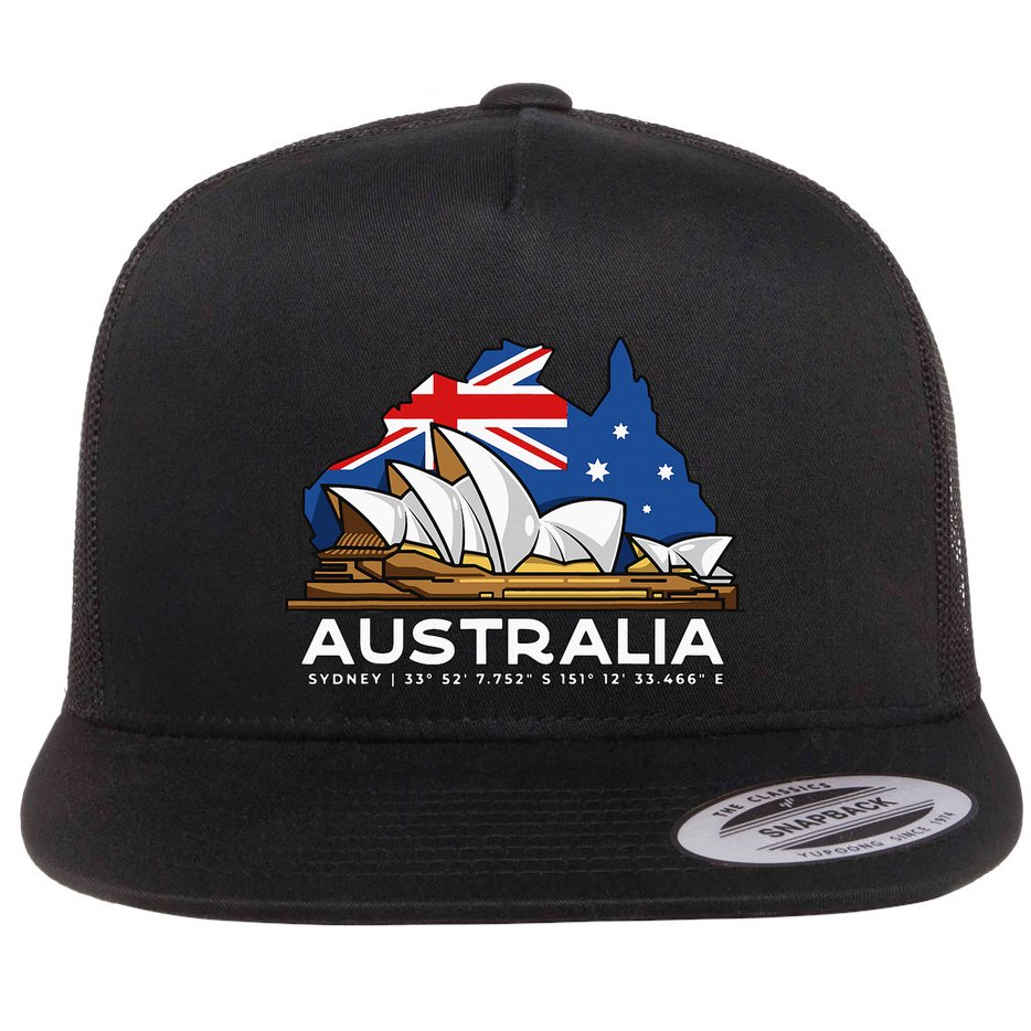Australia Sydney Gps Coordinates Opera House Flat Bill Trucker Hat